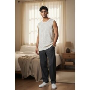 Massive Luxury Edition Shirt Men’s M Crochet Knit Sleeveless Tank Top Ivory